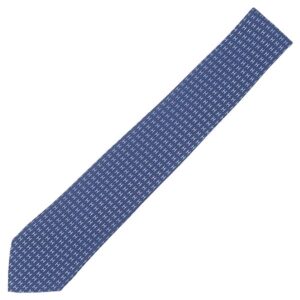 エルメス HERMES ネクタイ クラバット 7cm ファソネ H シルク マリンXブルー 紺 総柄 H織り バイカラー H柄 新品 未使用 H36322T 17 【箱】 【中古】未使用保管品