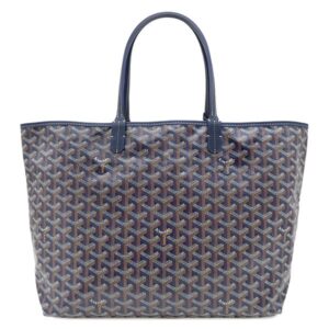 ゴヤール GOYARD トートバッグ サンルイPM PVCコーティングキャンバス ゴヤールディンキャンバス シュヴロッシュカーフスキン ネイビーブルー シルバー金具 リバーシブル ヘリンボーン 【保存袋】 【中古】未使用保管品