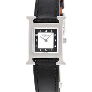 エルメス HERMES Hウォッチ PM HH1.210 ホワイト ブラック アラビア スクエア H型 レディース 腕時計クオーツ ホワイト 【中古】中古美品
