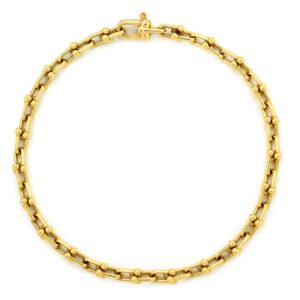 ティファニー Tiffany & Co ブレスレット ハードウェア マイクロ リンク ラージ イエローゴールド T＆Co. 18K 750 YG チェーンブレス 60416958 【箱】 【中古】中古美品