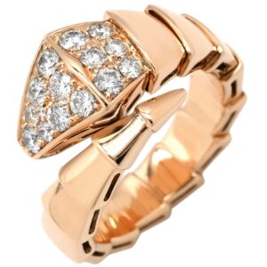 ブルガリ BVLGARI リング 指輪 セルペンティ ヴァイパー シングルコイル ピンクゴールド S Au750 18K 18金 ダイヤ 10号 345206 AN855318 【保存袋】 【中古】