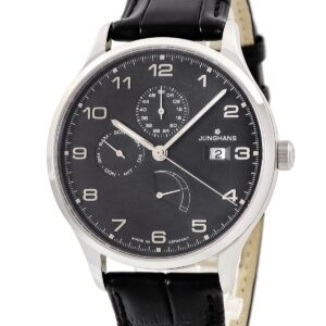 ユンハンス JUNGHANS アタッシェ アジェンダ 027/4762.00 ブラック デイデイト パワーリザーブインジケーター メンズ 腕時計自動巻き ブラック 【中古】中古美品