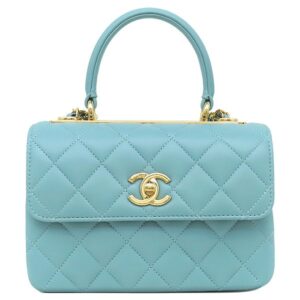 シャネル CHANEL ショルダーバッグ トレンディCC ミニ トップハンドル ラムスキン ライトブルー ゴールド金具 水色 ココマーク AS4654 ランダムシリアル 【箱】 【中古】新品同様品