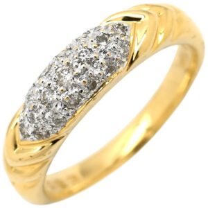リング 指輪 ダイヤモンド デザインリング イエローゴールド 18K 750 YG パヴェ 9.5号 【中古】中古品