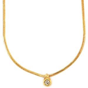 ネックレス ダイヤペンダント イエローゴールド 18K 1P 1石 1粒 ダイヤモンド 0.28ct スネークチェーン 【中古】