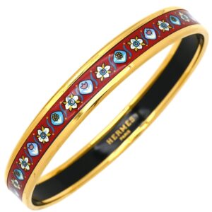 エルメス HERMES バングル エマイユ PM GP 七宝焼き レッドXマルチカラー ゴールド金具 花柄 ブレスレット 七宝 【箱】 【中古】