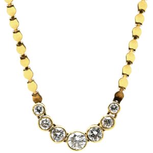 ネックレス ダイヤ ペンダント イエローゴールド Au750 18K 18金 ダイヤモンド7P 7粒 ベゼルセッティング 1.00ct 【中古】