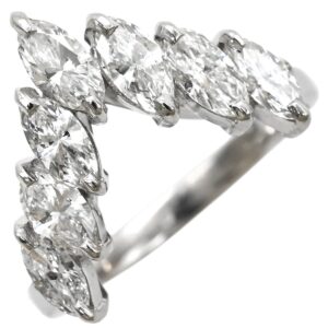 リング 指輪 ダイヤモンド 1.14ct プラチナシルバー V字 Vライン プラチナ900 PM900 マーキスカット 7石 12号 【中古】中古品