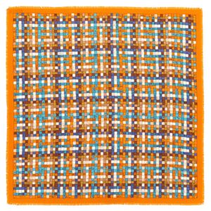 エルメス HERMES スカーフ カレ90 カシミヤ シルク オレンジ×マルチカラー 【BOLDUC AU CARRE/ボルデュック チェック】 【中古】中古美品