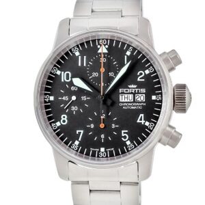 フォルティス Fortis フリーガー クラシック クロノグラフ 597.11.11M ブラック デイデイト アラビア メンズ 腕時計自動巻き ブラック 【中古】中古美品
