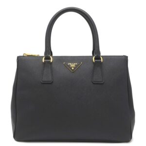 プラダ PRADA 2WAYバッグ ガレリア サフィアーノ ラージバッグ レザー ブラック シルバー金具 黒 ショルダー ハンドバッグ イニシャル刻印あり 1BA274 【中古】