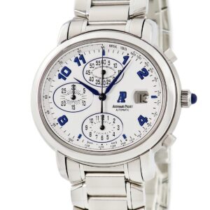 オーデマピゲ AUDEMARS PIGUET ミレネリー クロノグラフ 25897ST.00.1136ST.01 白 アラビア スモセコ デイト オーバル メンズ 腕時計自動巻き ホワイト 【中古】中古美品