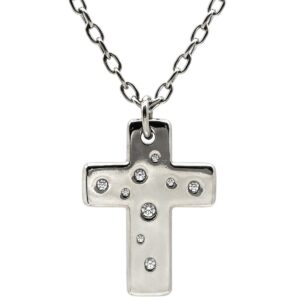 ティファニー Tiffany & Co ネックレス ドッツクロス ダイヤモンド ペンダント ホワイトゴールド 18K 750 WG 【中古】中古品