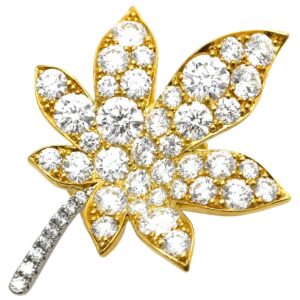 ギメル Gimel ブローチ 紅葉 楓モチーフ イエローゴールド 葉 リーフ 18K 750 YG プラチナ950 【中古】中古美品