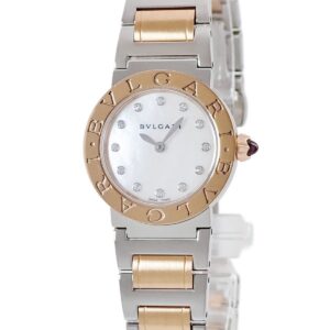 ブルガリ BVLGARI ブルガリブルガリ BBLP26SG 101887 BBL26WSPG/12 新品同様 K18PG×SS 純正ダイヤ シェル レディース 腕時計クオーツ ホワイト 【中古】新品同様品