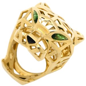 カルティエ Cartier リング 指輪 パンテール ドゥ カルティエ イエローゴールド #52(JP12) 750 18K オニキス ツァボライト 11.5号 N4722500 【修理証明書】 【中古】中古美品