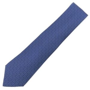 エルメス HERMES ネクタイ 総柄 9.5cm シルク ブルー 青 紺 クラバット Hロゴ 【箱】 【中古】