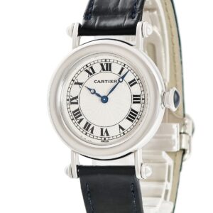 カルティエ Cartier ディアボロ LM プラチナ W1509751 メーカーOH済 Pt950 ギョウシェ 青針 メンズ レディース 腕時計手巻き ベージュ 【中古】