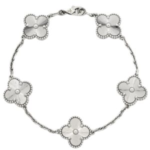 ヴァンクリーフアーペル Van Cleef & Arpels ブレスレット ヴィンテージアルハンブラ 5モチーフ ホワイトゴールド 18K 750AU WG ギヨシェ VCARP9XE00 【箱】 【中古】