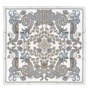 エルメス HERMES スカーフ カレ55 CARRE シルク ホワイト×グリブルーテ×エトゥープ 新品 未使用【H Enlumine/H・アンリュミネ】 【箱】 【中古】