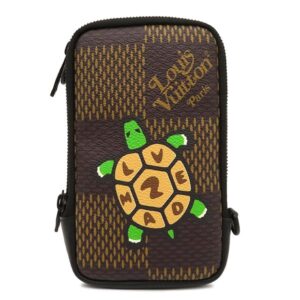 【★3％OFFクーポン】ルイヴィトン LOUIS VUITTON ショルダーバッグ ダブルフォンポーチ レザー ダミエエベヌジャイアントキャンバス ダミエジャイアント ブラック金具 LVスクエアード コレクション NIGO カメ N40377 TR3250 【中古】新品同様品