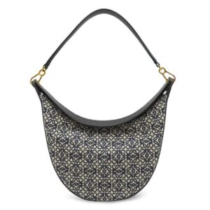 ロエベ LOEWE ショルダーバッグ ルナ アナグラム バッグ カーフ ジャガード ネイビー×ブラック ゴールド金具 紺 黒 肩掛け A923PM1X02 【中古】中古美品