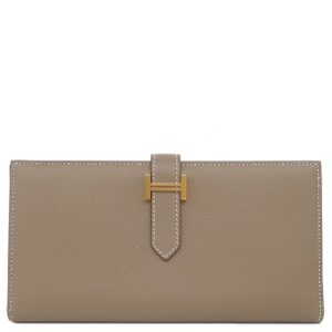 エルメス HERMES 長財布 ベアンスフレ ヴォーエプソン エトゥープ ゴールド金具 グレージュ Z 【箱】 【中古】
