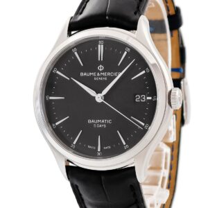 ボーム&メルシエ BAUME&MERCIER クリフトン ボーマティック M0A10399 ブラック デイト シースルーバック メンズ 腕時計自動巻き ブラック 【中古】