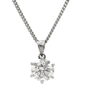ネックレス ダイヤモンド 1.51ct ソリティアペンダント プラチナシルバー 1P 1粒 6本爪 ブリリアントカット Ptプラチナ 【中古】中古品