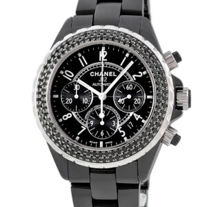 シャネル CHANEL J12 オートマティック クロノグラフ H1419 純正ブラックダイヤ デイト スモールセコンド メンズ 腕時計自動巻き ブラック 【中古】中古美品