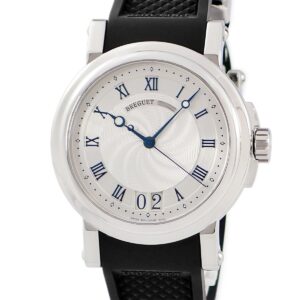 ブレゲ BREGUET マリーン II ラージデイト 5817ST/12/5V8 ギョーシェ 青針 コインエッジ ローマン メンズ 腕時計自動巻き シルバー 【中古】中古美品