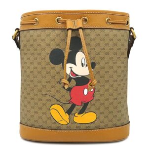 グッチ GUCCI ショルダーバッグ ディズニーコラボ ミッキー スモール バケット GGスプリームキャンバス レザー ブラウン ヴィンテージ金具 マイクロGG 茶 602691 【箱】 【中古】