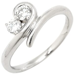 フォーエバーマーク FOREVERMARK リング 指輪 ダイヤ プラチナシルバー Pt900 2P 2石 2粒 トワエモア スワール ツイスト ブライダル マリッジ 11号 【中古】
