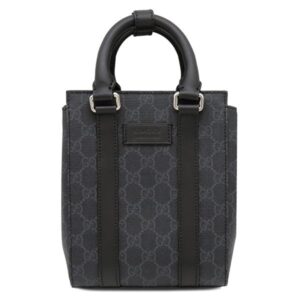 グッチ GUCCI 2WAYバッグ ミニ トートバッグ ウェブライン GGスプリームキャンバス ブラック シルバー金具 黒 ショルダー シェリーライン 696010 【中古】