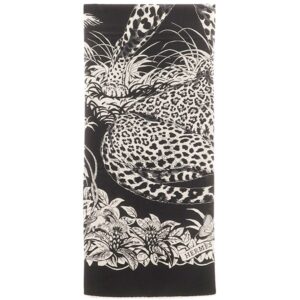 エルメス HERMES ストール カレ140 カレジェアン カシミヤ シルク ブラック×ホワイト 【JUNGLE LOVE /ジャングルラブ】 【中古】中古美品
