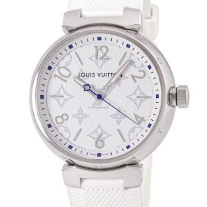 【★3％OFFクーポン】ルイヴィトン LOUIS VUITTON タンブール GM モノグラム ホワイト QA114Z アラビア バー ラウンド メンズ 腕時計クオーツ ホワイト 【中古】中古美品