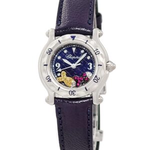 ショパール CHOPARD ハッピースポーツ ハッピーフィッシュ 27/8923-402 純正イエローサファイア&ルビー レディース 腕時計クオーツ ネイビー 【中古】中古美品