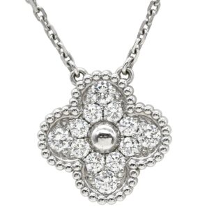 ヴァンクリーフアーペル Van Cleef & Arpels ネックレス ヴィンテージアルハンブラ ペンダント ホワイトゴールド Au750 K18 12Pダイヤ VCARA46100 【箱】 【中古】中古美品