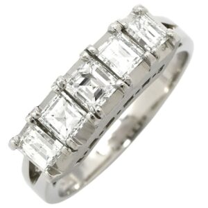 リング 指輪 ダイヤ 1.00ct プラチナシルバー プラチナム Pt900 スクエアカット 5P 5石 5粒 一文字リング 造幣局検定マーク 12.5号 【中古】