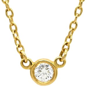 ティファニー Tiffany & Co ネックレス シングルダイヤモンド ペンダント イエローゴールド 750YG T&Co. 1粒 エルサペレッティ 【中古】