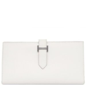 エルメス HERMES 長財布 ベアンスフレ ヴォーエプソン グリペール シルバー金具 白 二つ折り財布 B刻印（2023年製） 【箱】 【中古】