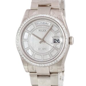 ロレックス ROLEX デイデイト 36 カルーセル 118399BR 未使用 ランダム番 K18WG バーコード付き保護シール メンズ 腕時計自動巻き ホワイト 【中古】未使用保管品