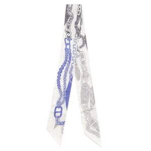 エルメス HERMES スカーフ ツイリー シルク 白×アントラシト×アンクル 新品 未使用 【ブックル エ マイヨン】 H064367S 【箱】 【中古】未使用保管品