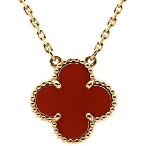 ヴァンクリーフアーペル Van Cleef & Arpels ネックレス ヴィンテージ アルハンブラ ペンダント レッド×イエローゴールド Au750 18K 赤 カーネリアン VCARD38500 【箱】 【中古】