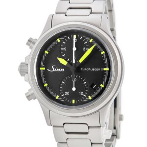 ジン SINN 356 ユーロフリーガー 2 356.EURO.FLIEGER II 新品同様 クロノグラフ デイト 限定 ブラック メンズ 腕時計自動巻き ブラック 【中古】新品同様品