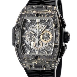 ウブロ HUBLOT スピリットオブビッグバン カーボン ゴールド タイガー 642.QX.0113.RX.TIG22 ブラック 限定 メンズ 腕時計自動巻き ブラック 【中古】中古美品