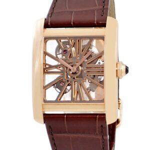 カルティエ Cartier タンク MC W5310040 K18PG無垢 ピンクゴールド スケルトン ローマン バー スクエア メンズ 腕時計手巻き ゴールド 【中古】中古美品