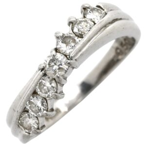 リング 指輪 ダイヤ 0.50ct プラチナシルバー プラチナ Pt900 7P 7石 7粒 ウェーブ 一文字デザイン エンゲージ ブライダル 12号 【中古】中古品