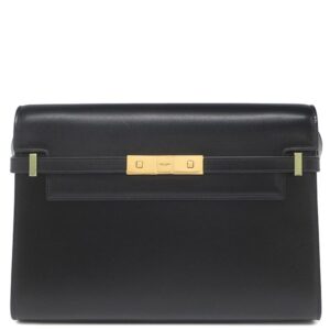 イヴ・サンローラン Yves Saint Laurent 2WAYバッグ マンハッタン ショルダー カーフ ブラック ゴールド金具 黒 クラッチ 579271 【保存袋】 【中古】