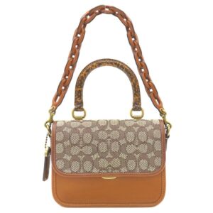 コーチ COACH 2WAYバッグ ローグ トップハンドル シグネチャー レザー ジャカード 天然スネークスキン ブラウン ゴールド金具 スネークスキン ジャカード 【箱】 【中古】